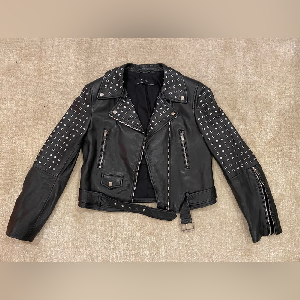 Zara studded black leather jacket